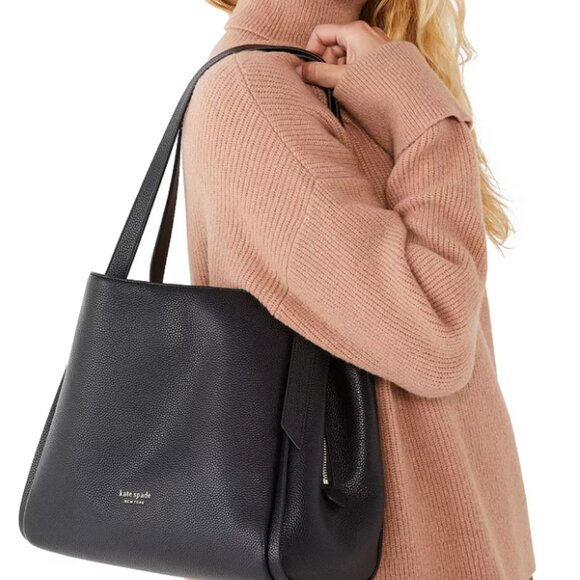 Kate Spade Large Knott Black Leather Bag NWT RARE HTF - Picture 2 of 5